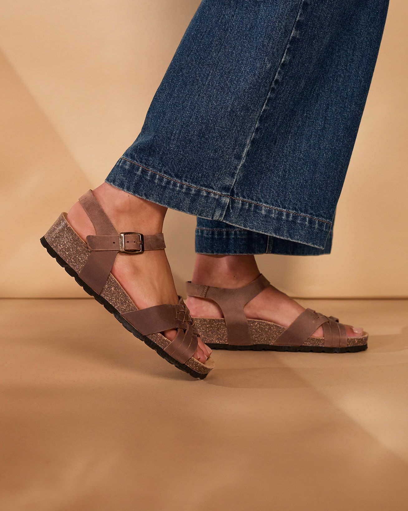 Woven Detail Low Wedge Sandals