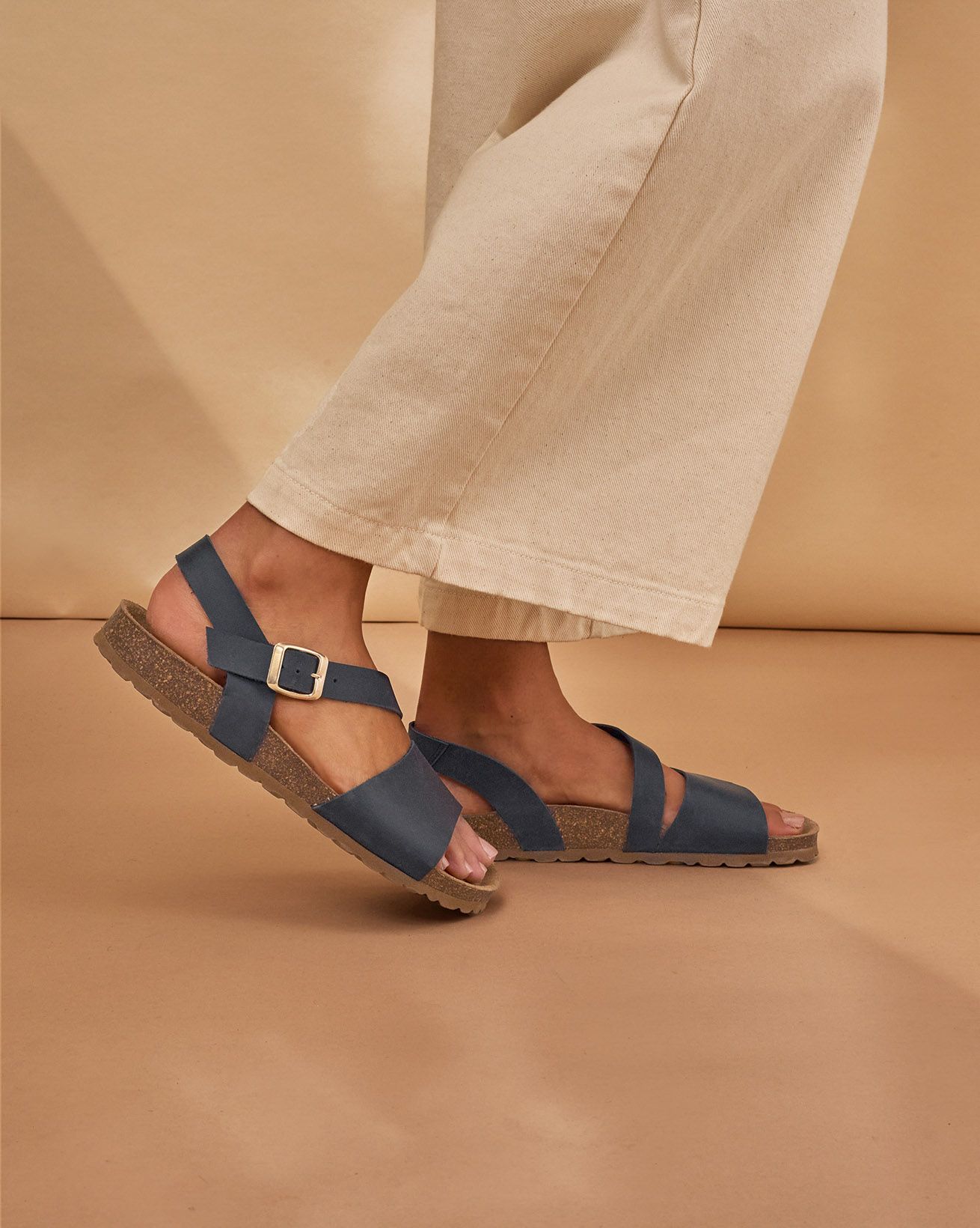 Leather Asymmetric Strap Sandals