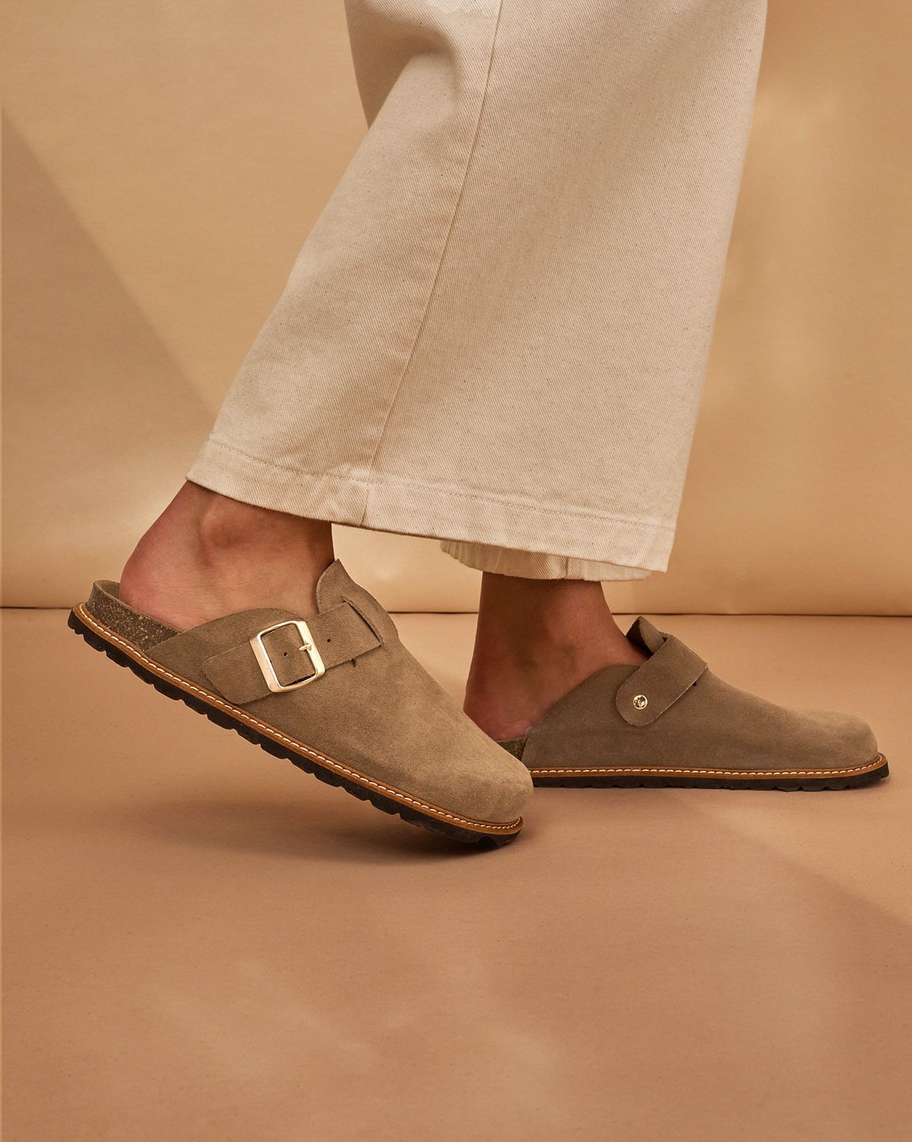 Suede Welt Detail Clogs