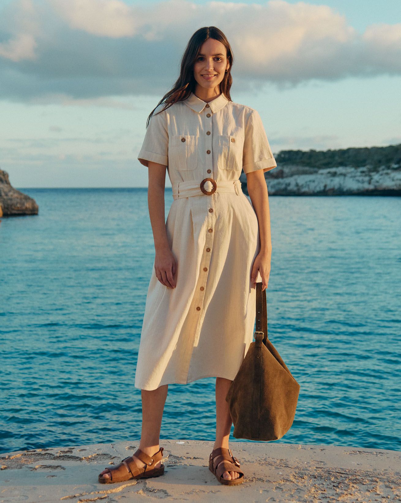 Belted Midi Shirt Dress