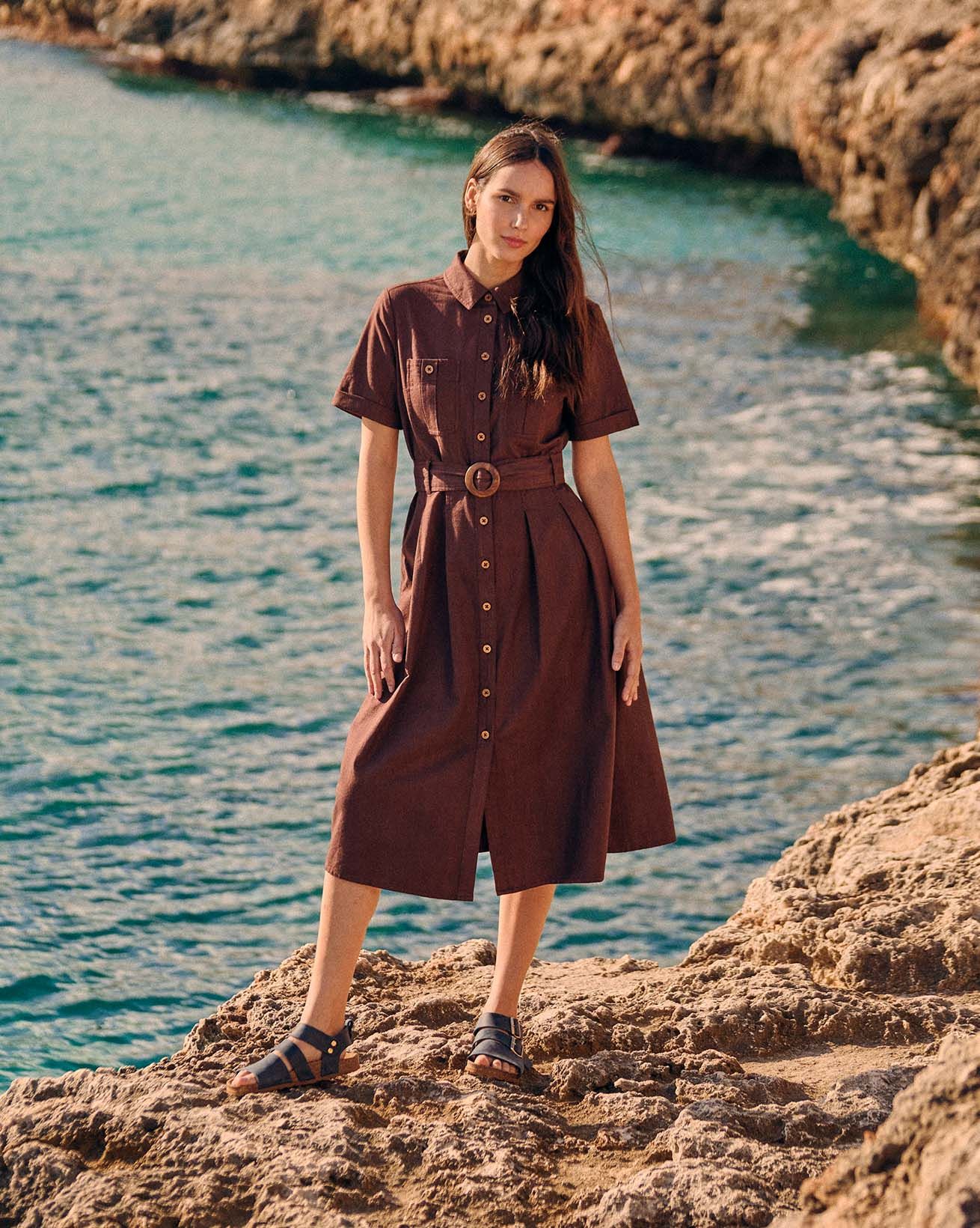 Belted Midi Shirt Dress