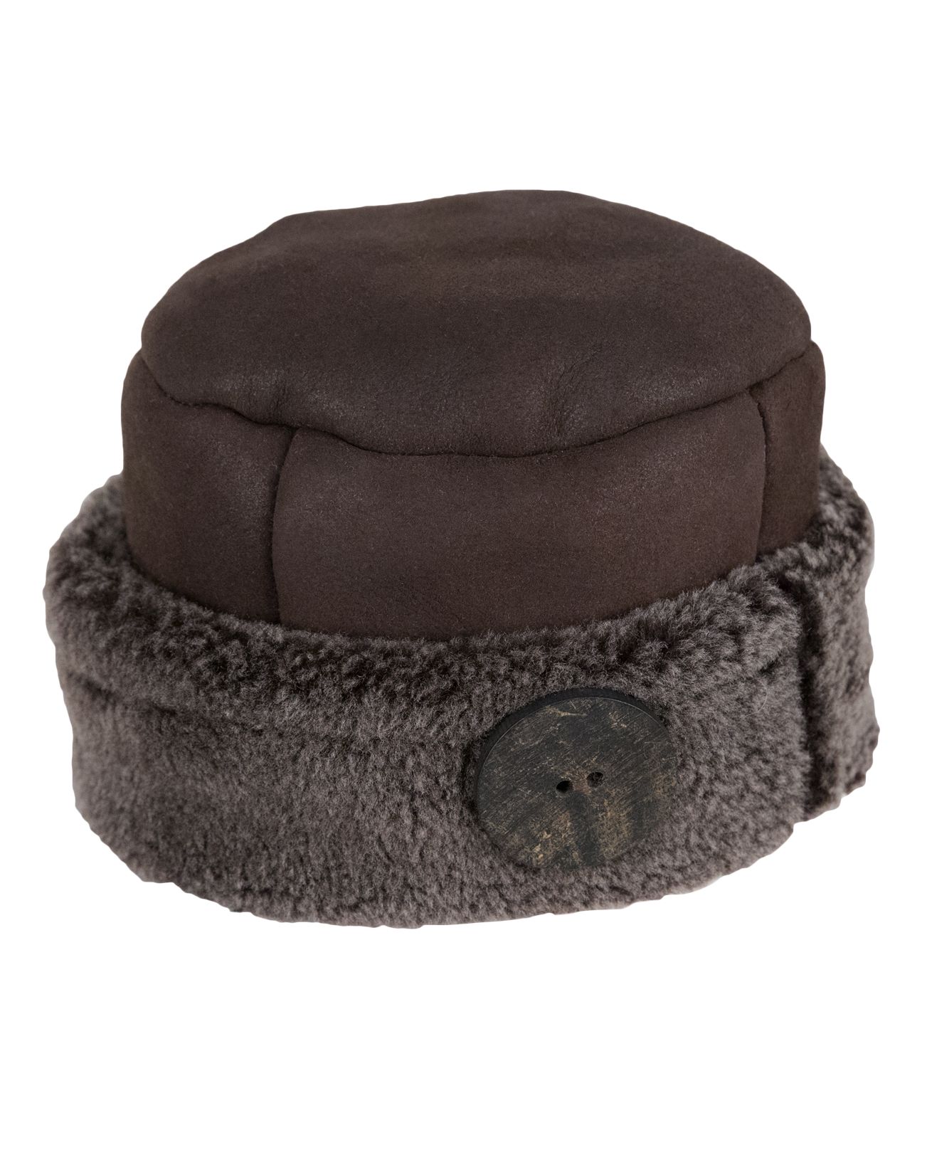 Schaffellmütze mit Knopf