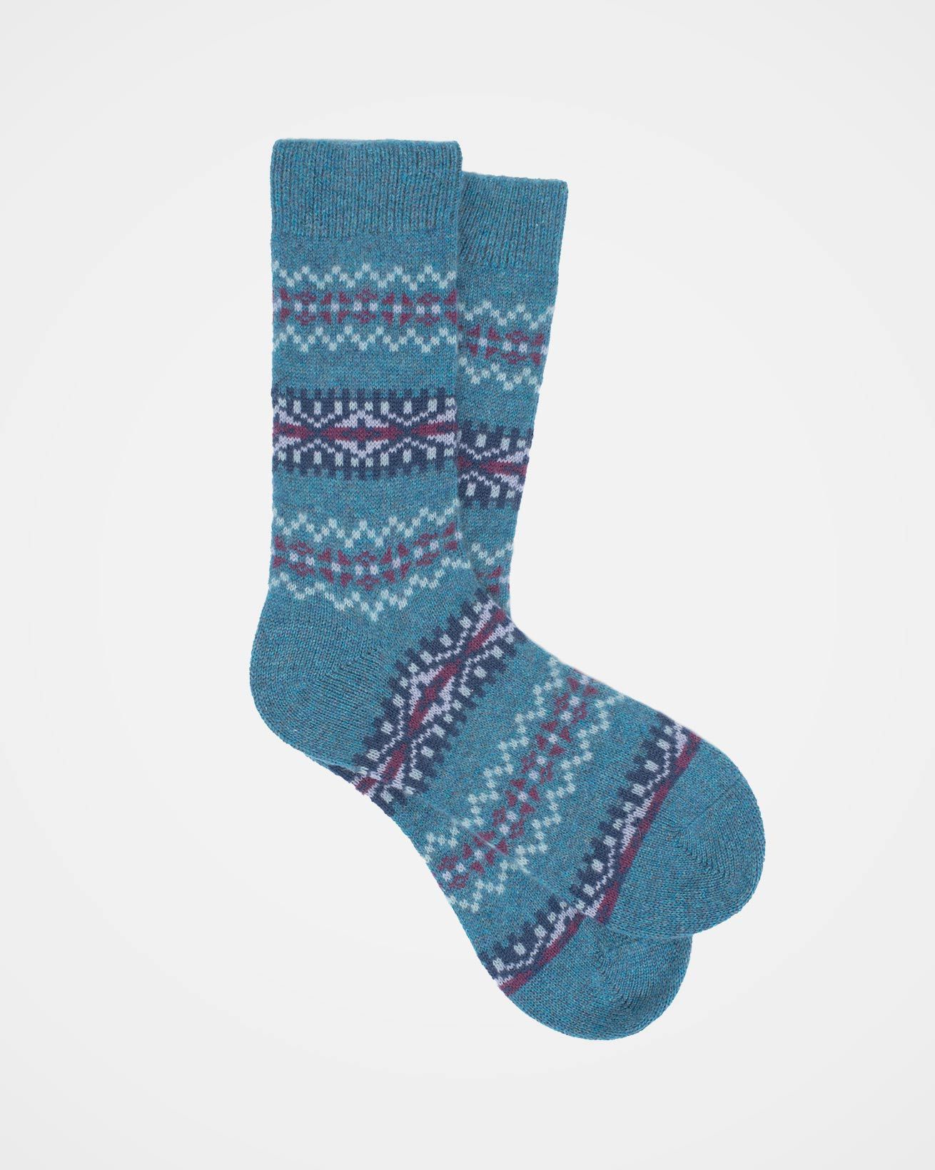 Kaschmirsocken mit Fair-Isle-Motiv