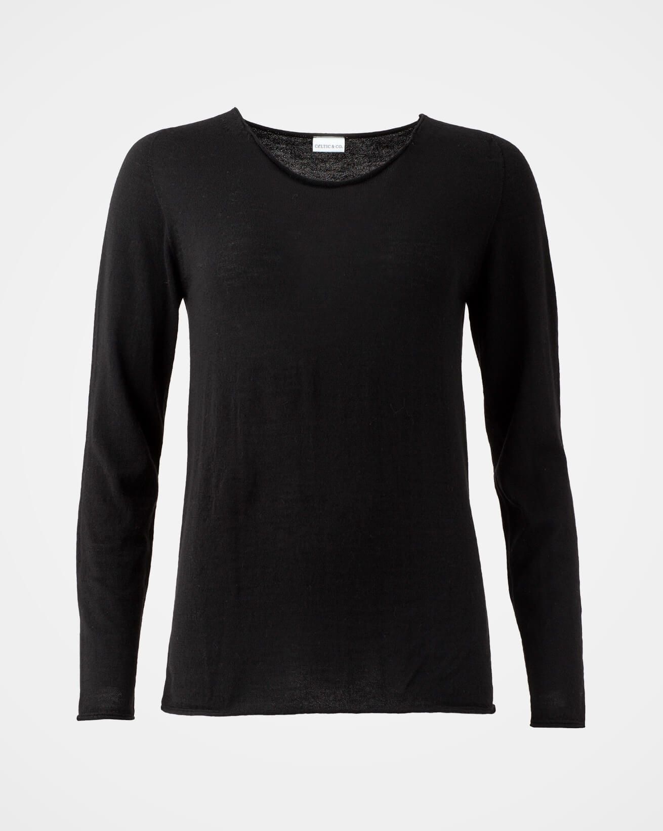 Fine Knit Merino Crew / Black / L