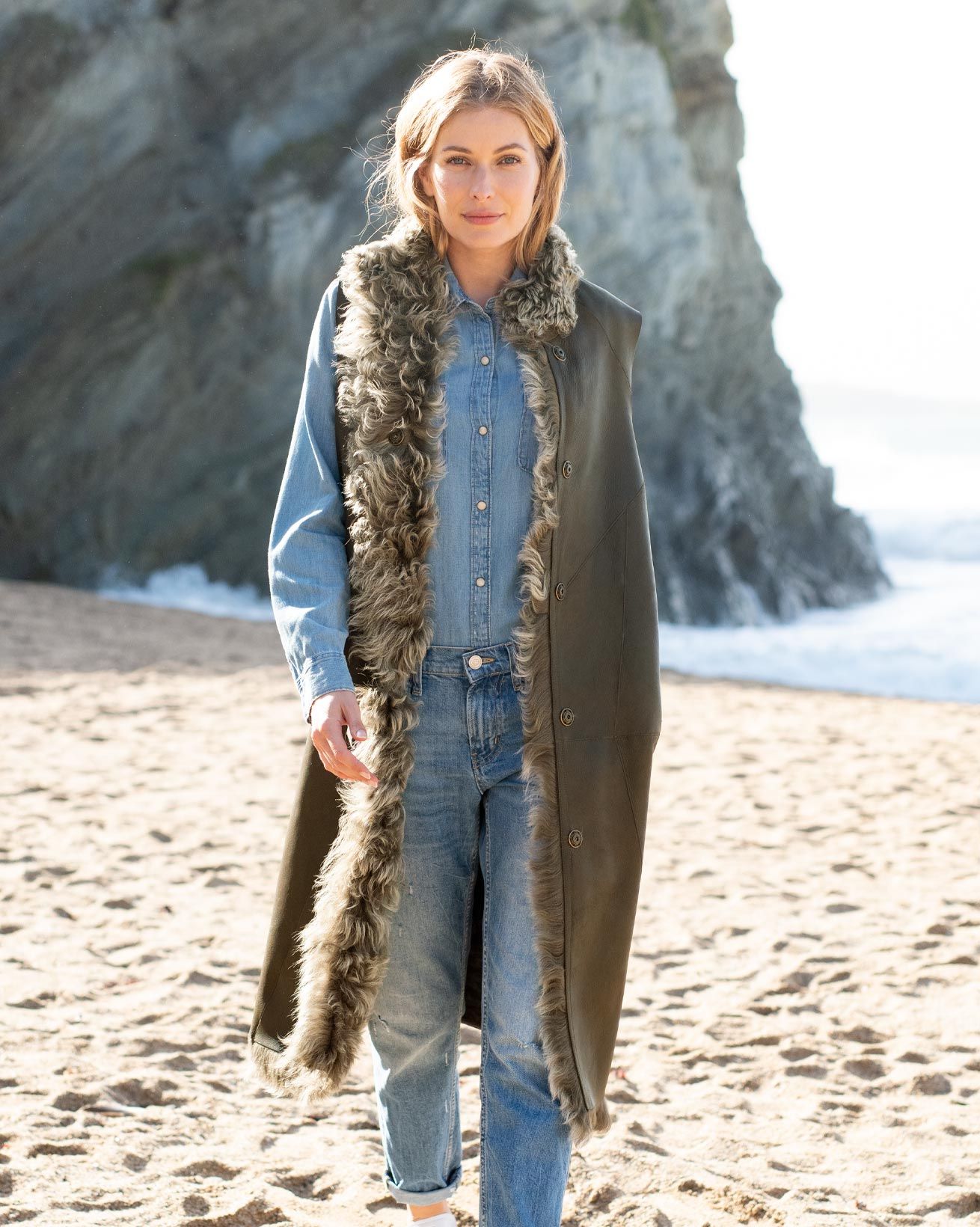 Statement Shearling Reversible Vest