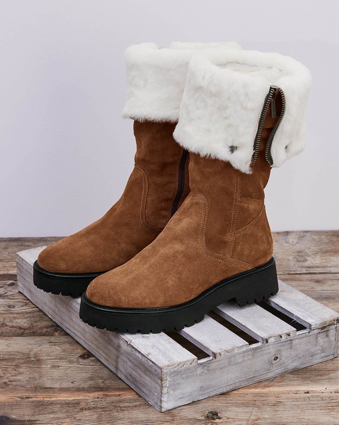 Fold Down Zip Boots