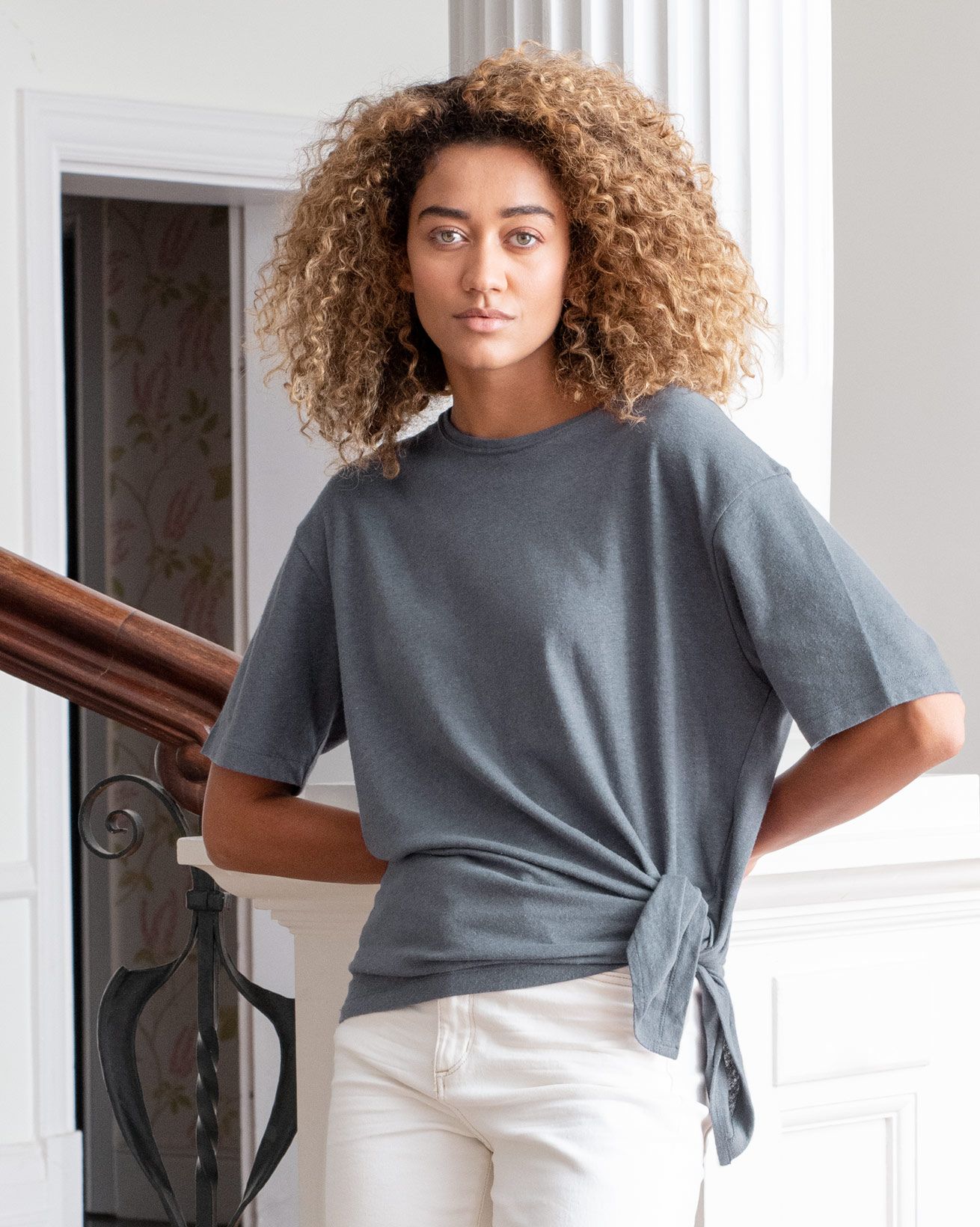 Linen Cotton Tie Waist Top