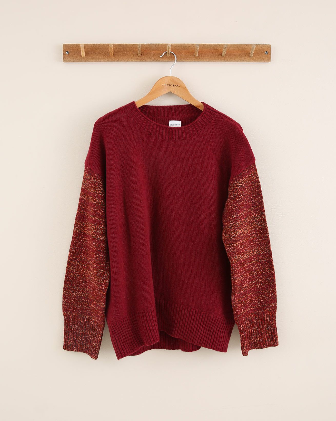 Interest Sleeve Crew Neck - Size Small - Claret/Rust - 1779