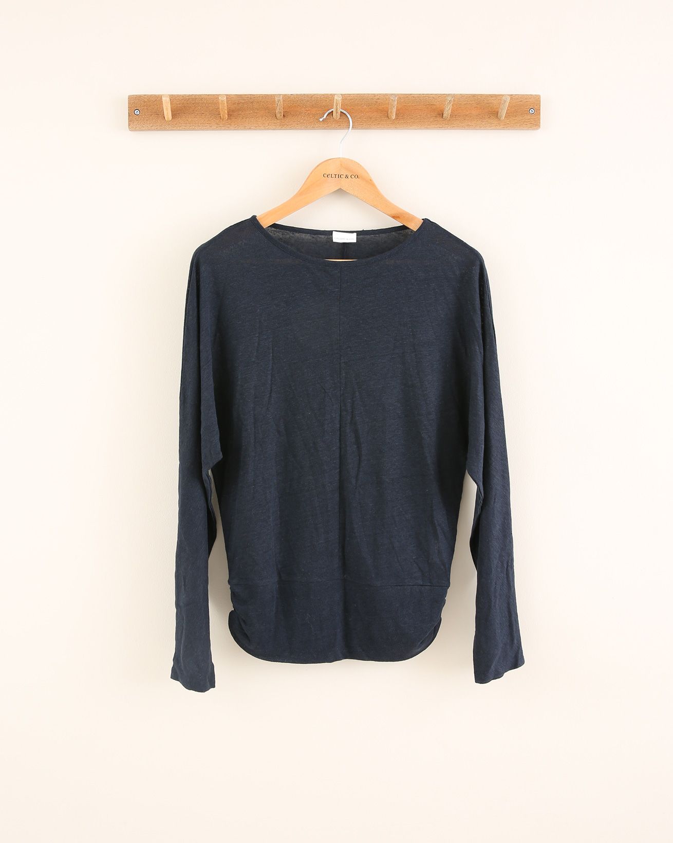 Linen Long Sleeve Dolman - Size 10 - Navy - 1810