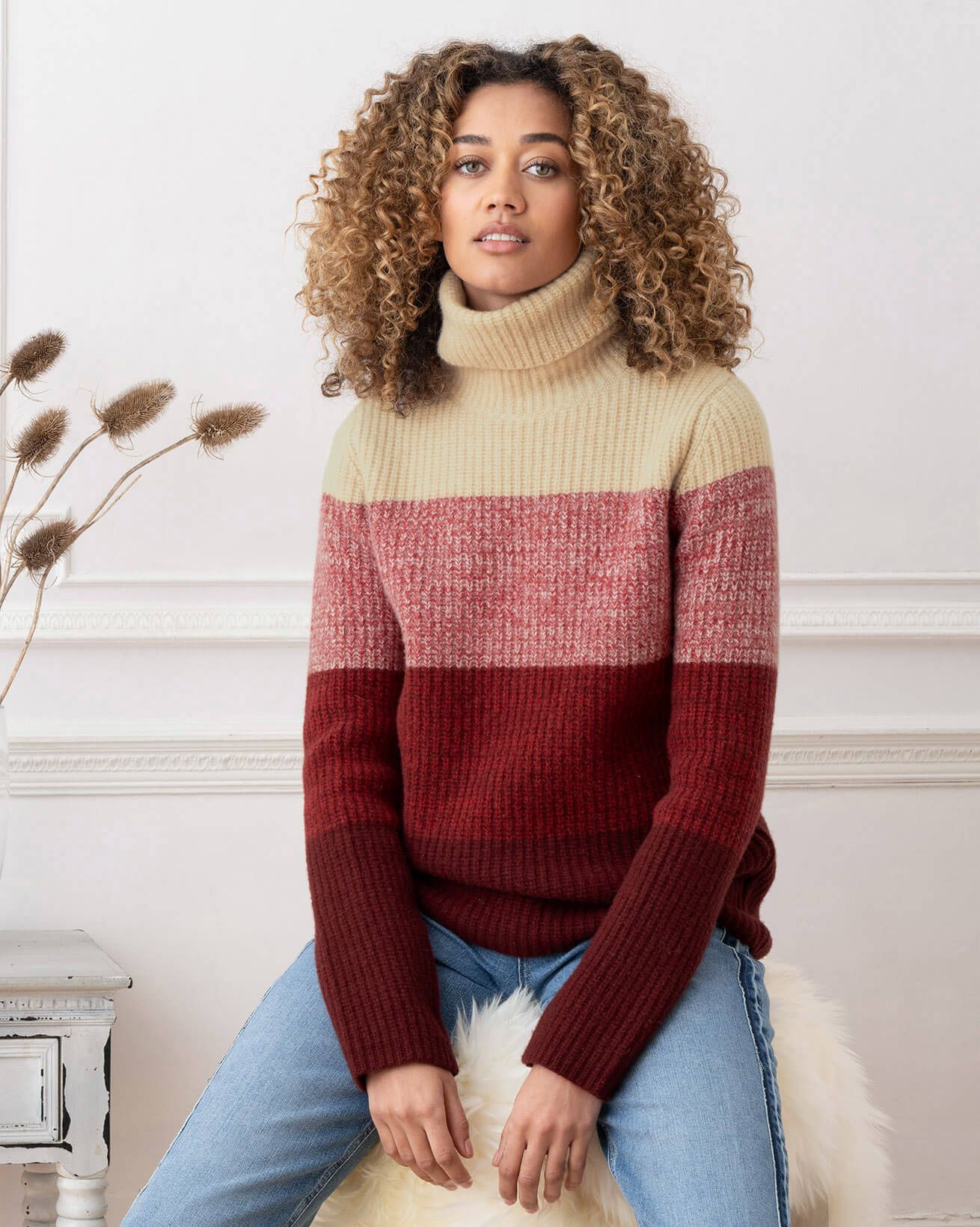 Colourblock Turtleneck Sweater
