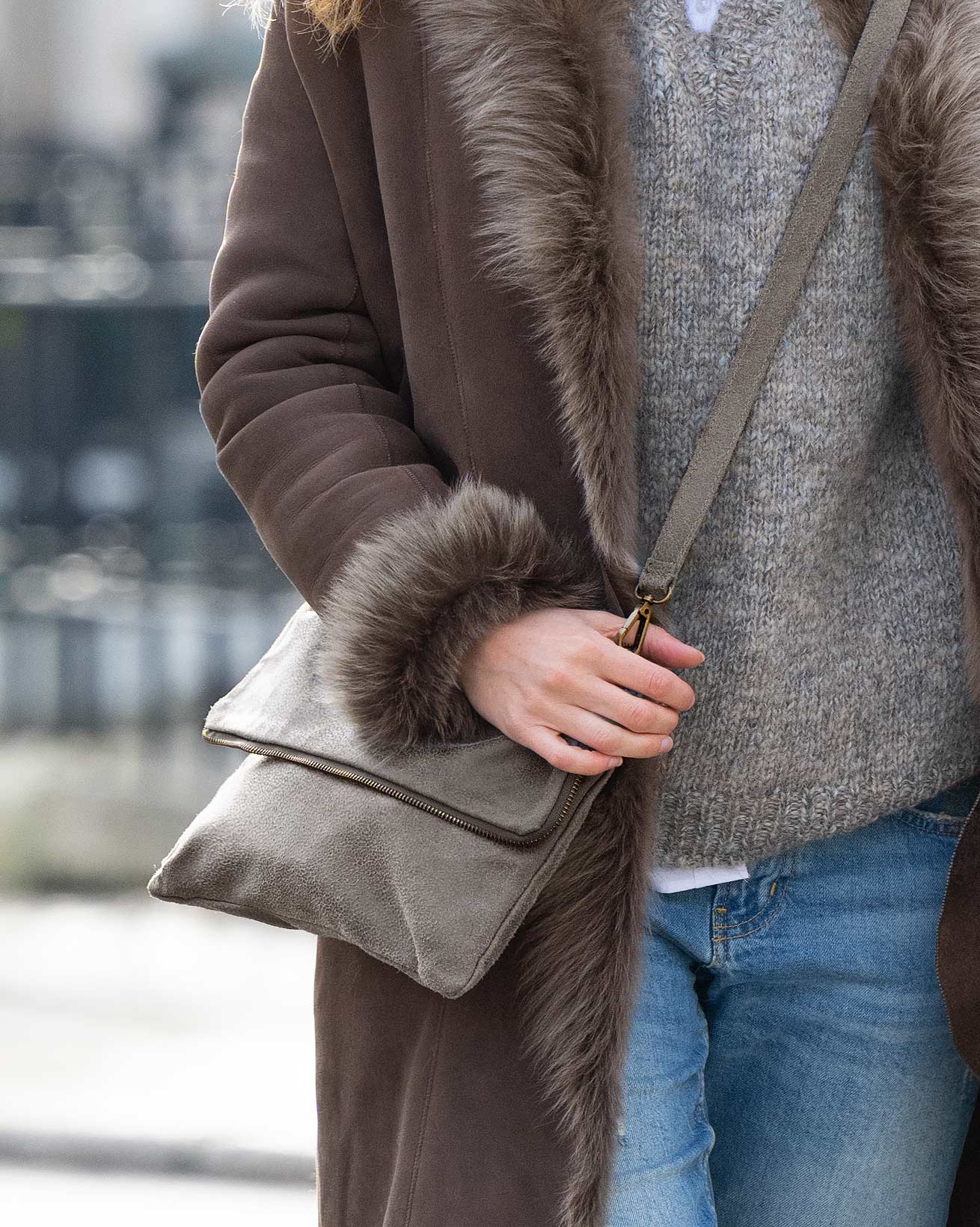 Vintage Suede Clutch Bag