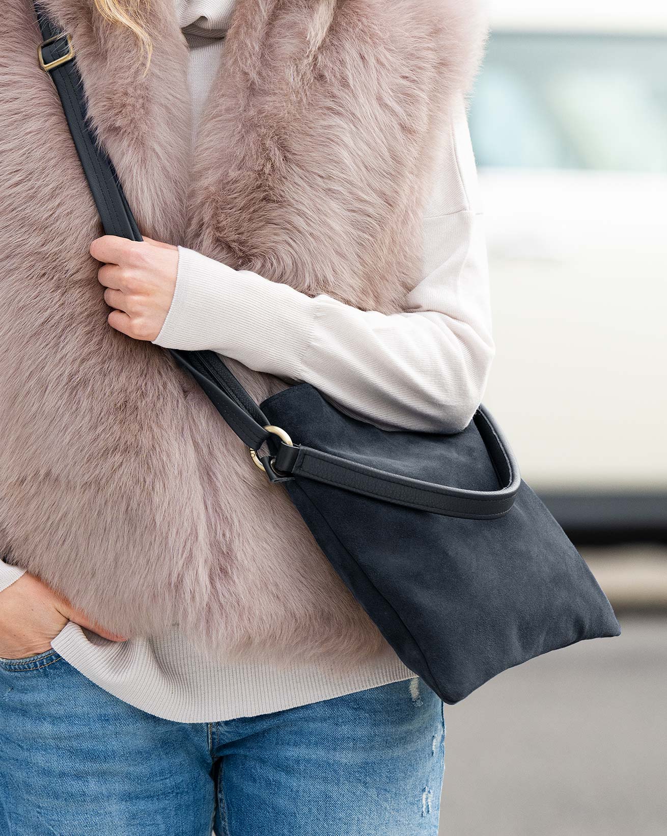 Leather & Suede Cross Body Bag