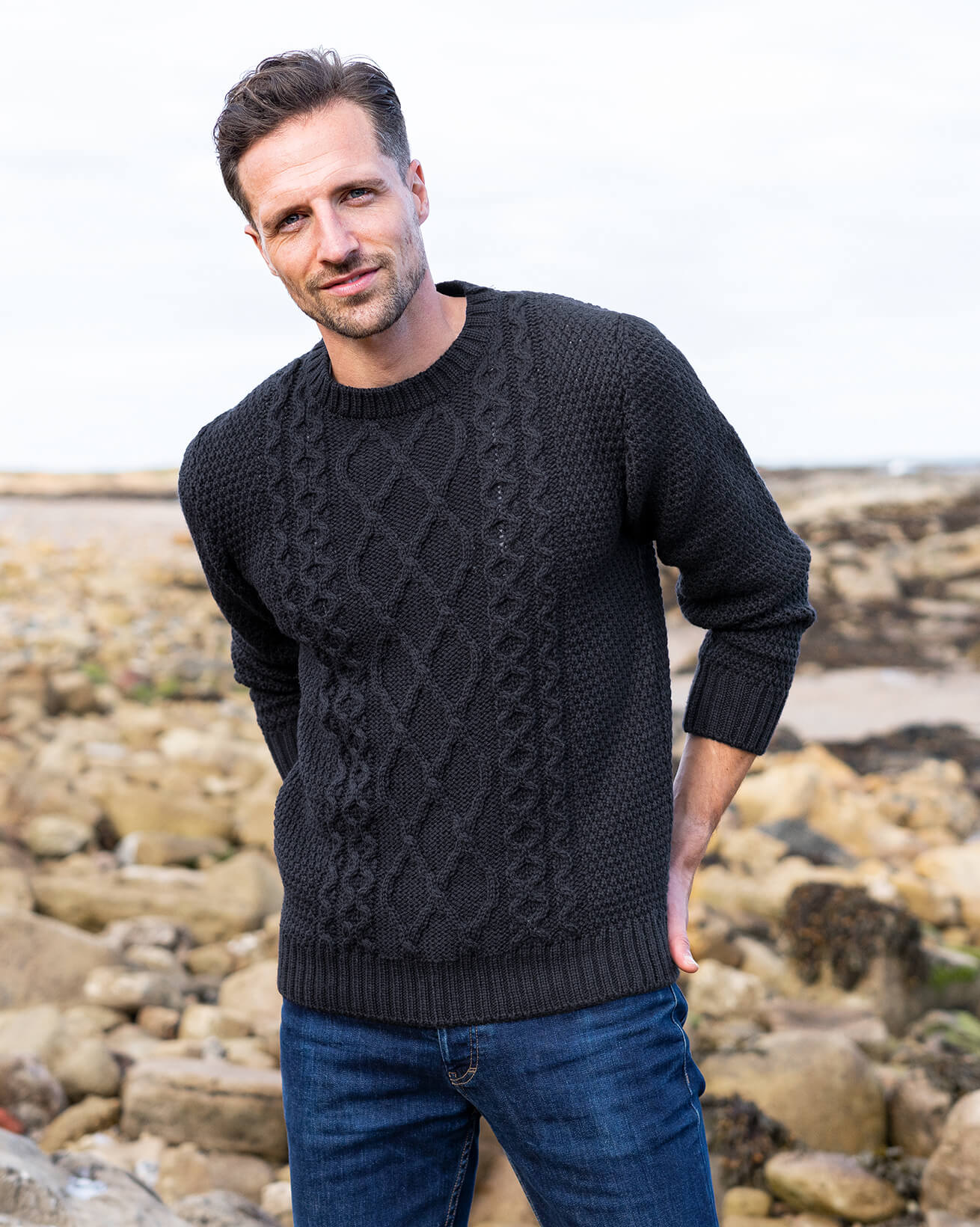 Men's Cable Crew Neck Jumper