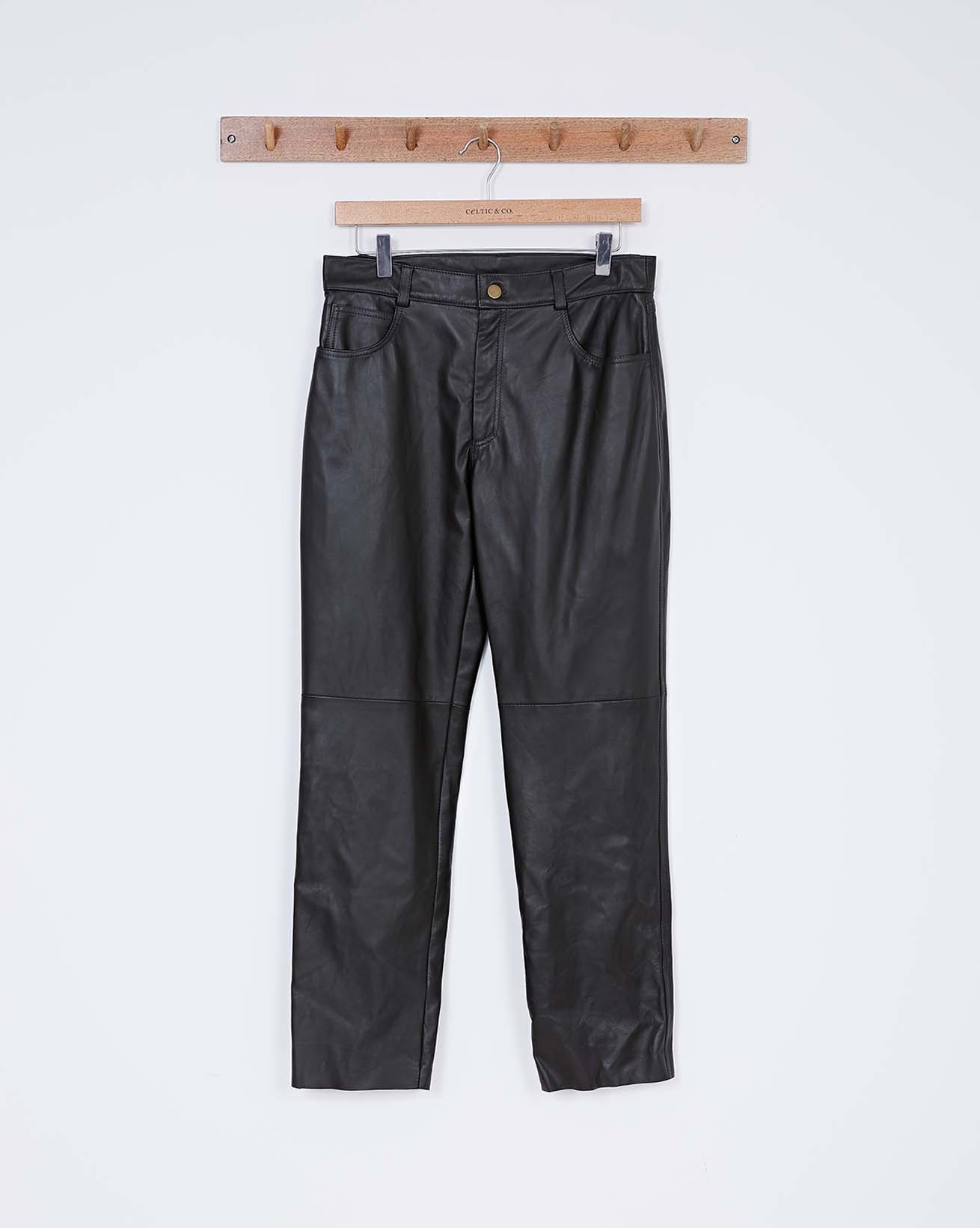 Leather Cropped Cigarette Trouser / Black / 10