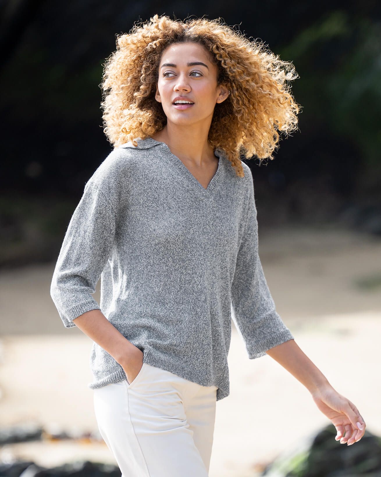Linen Polo Top