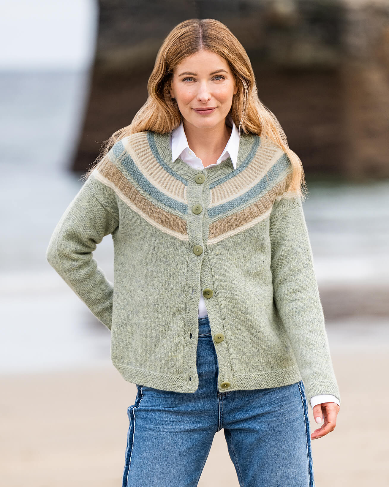Shetland Statement Yoke Cardigan
