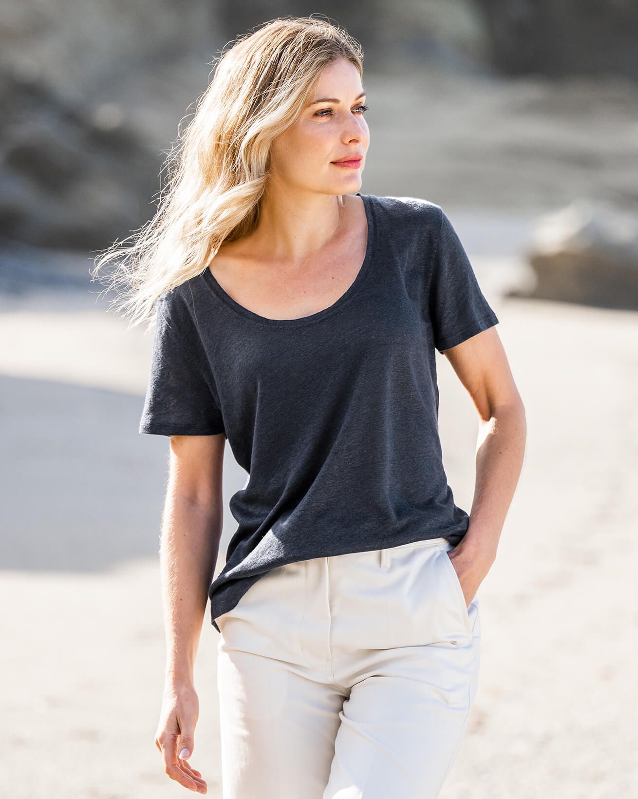 T-Shirt Decollete en Lin