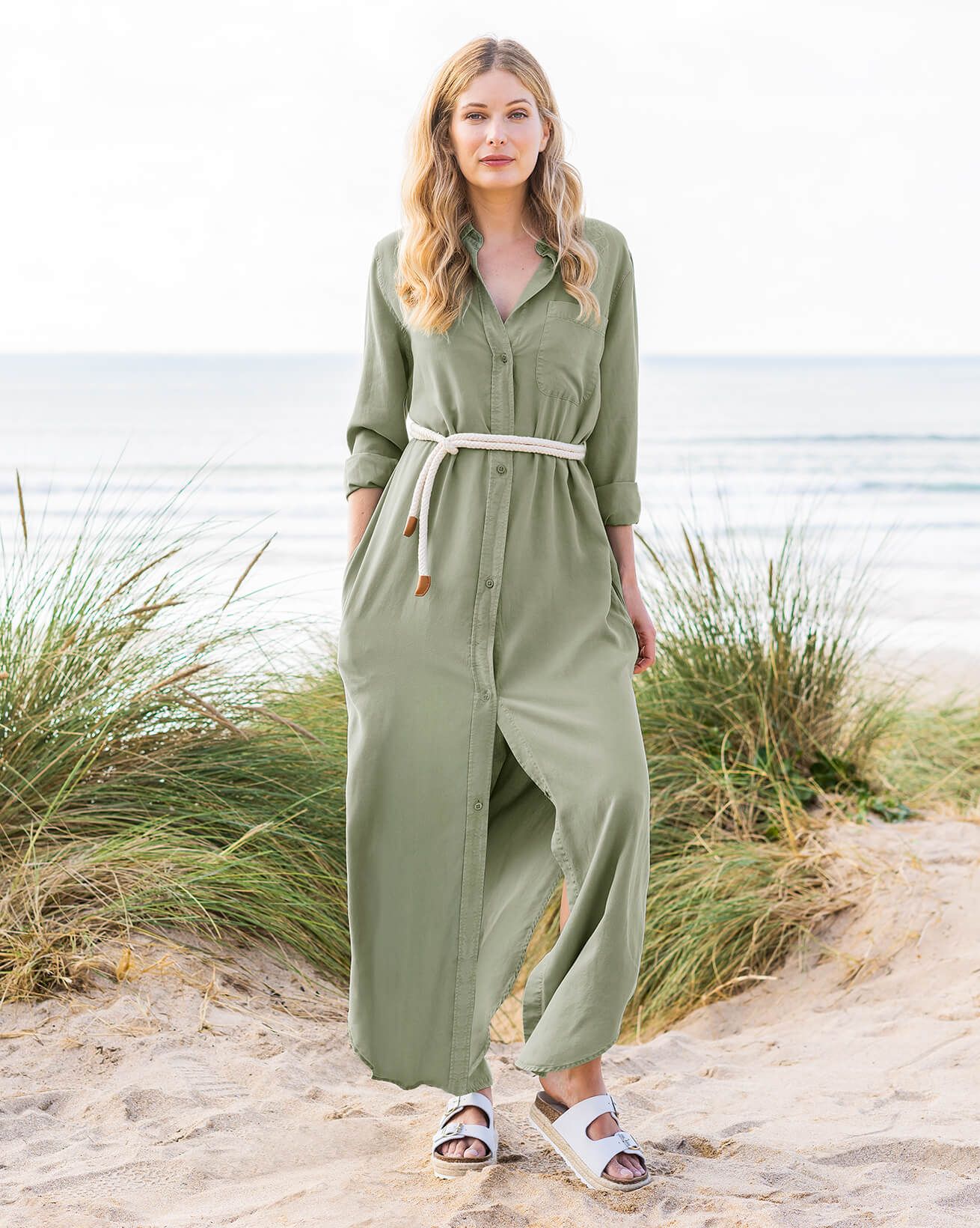 Lyocell Maxi Shirt Dress