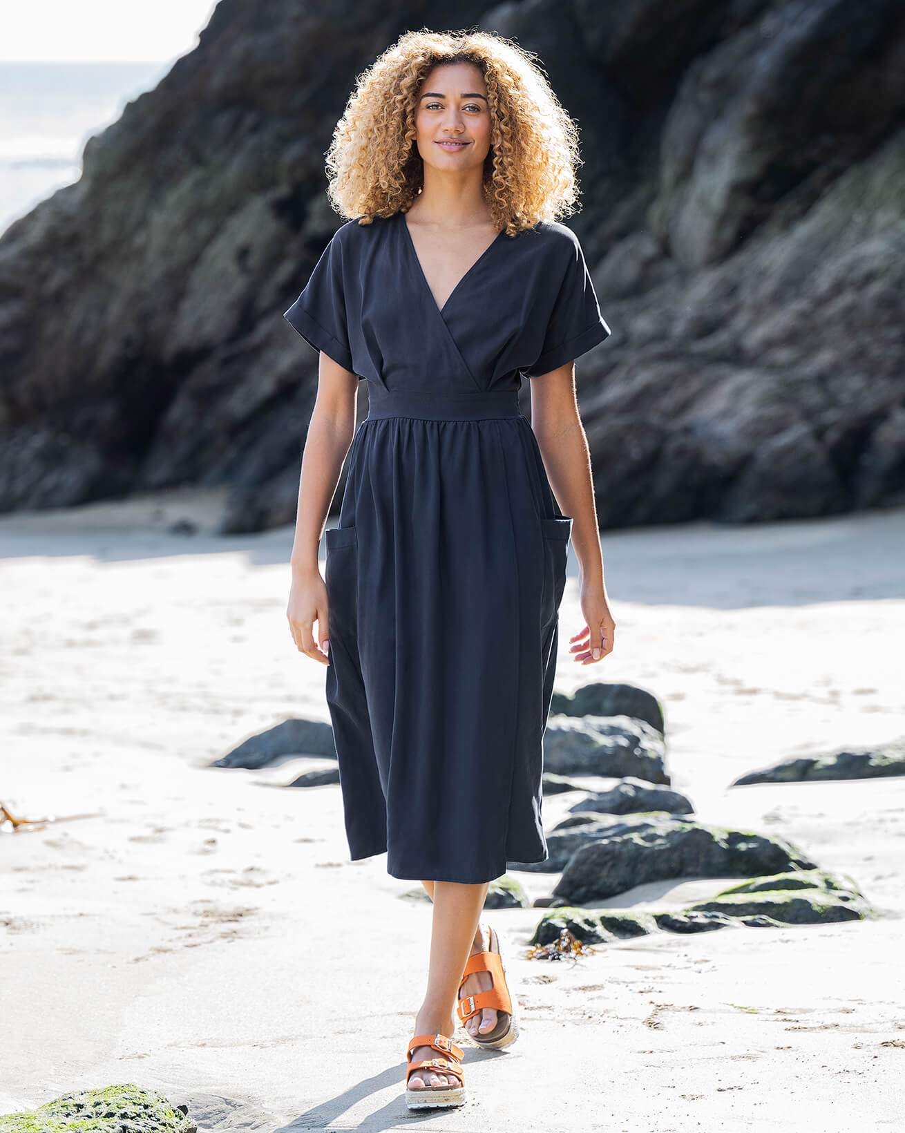 Lyocell Faux Wrap Dress
