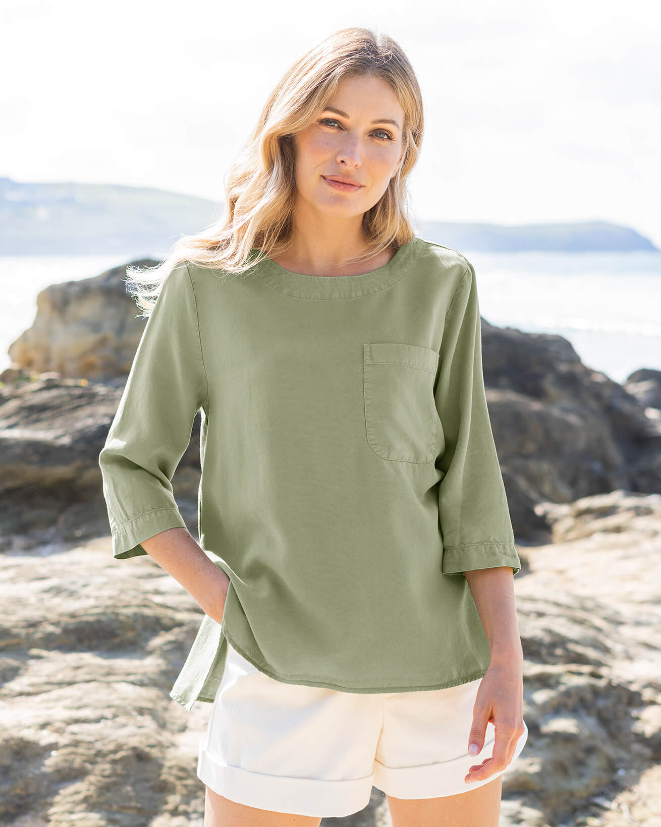 Lyocell Curved Hem Top