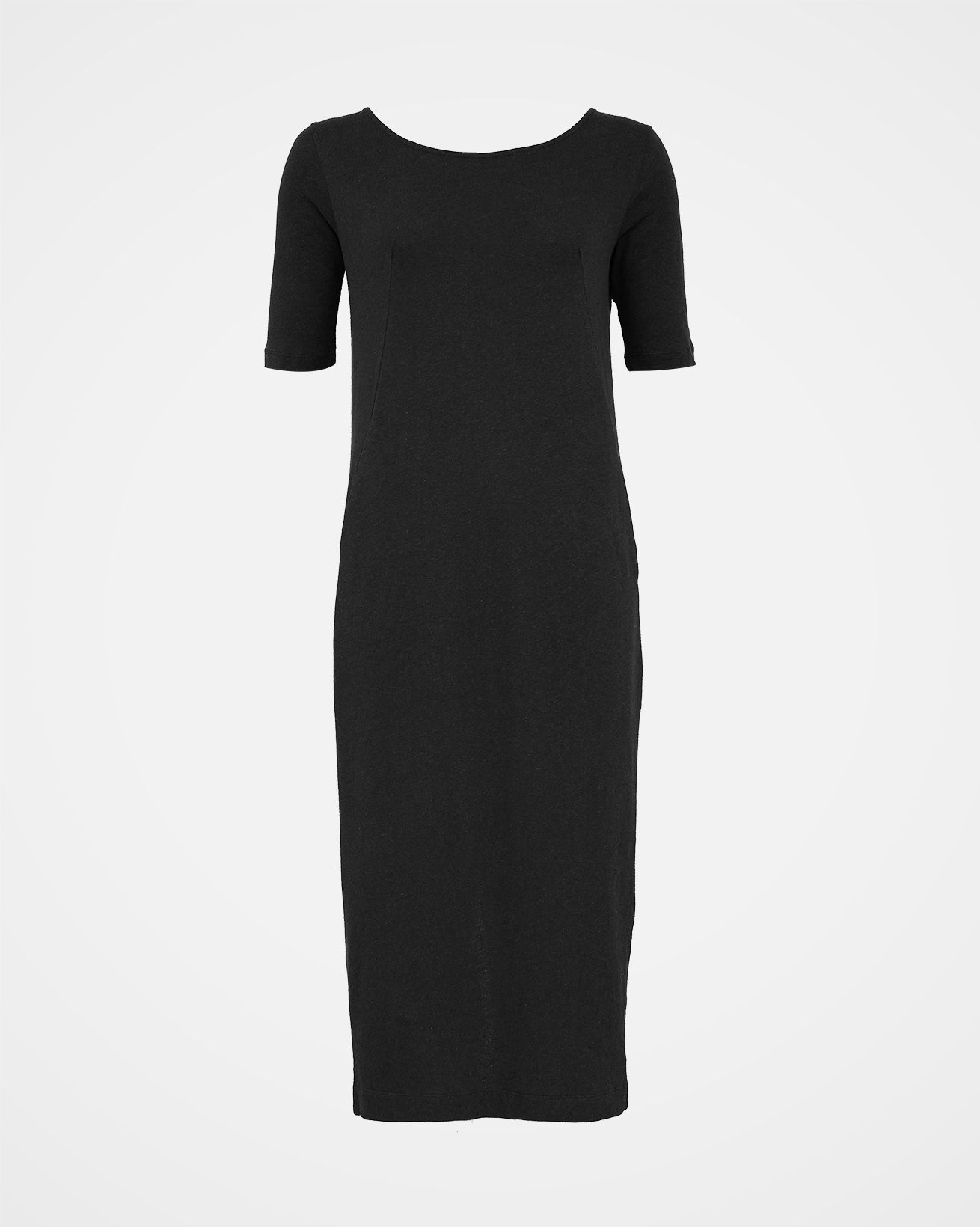 Linen Cotton Button Back Dress / Navy / 12