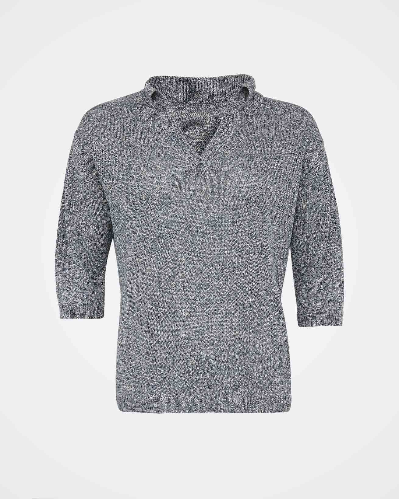 Linen Polo Top / Cornflower Blue / XL