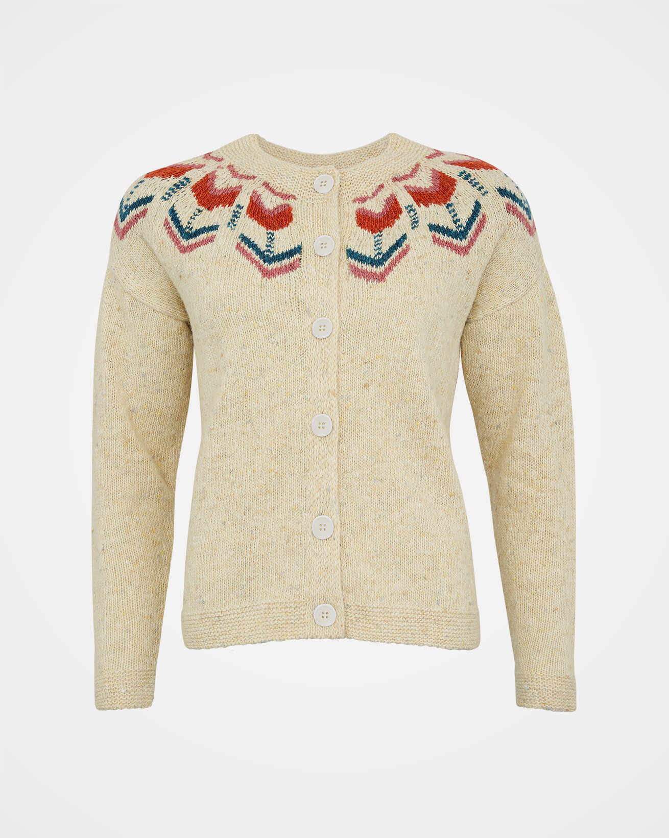 Donegal Fair Isle Cardigan / Oatmeal / S