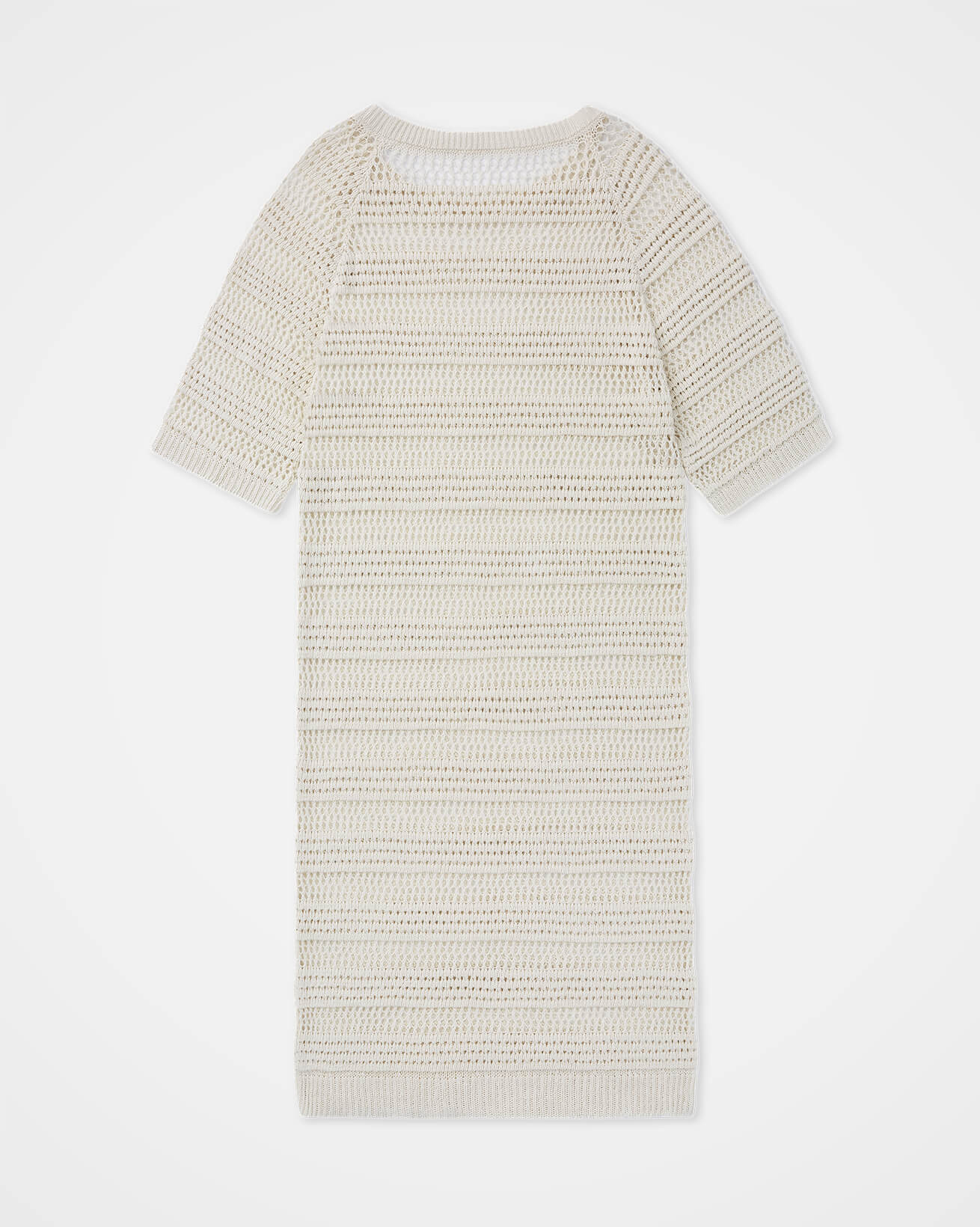 Linen Open Work Knit Dress / Oatmeal / XS