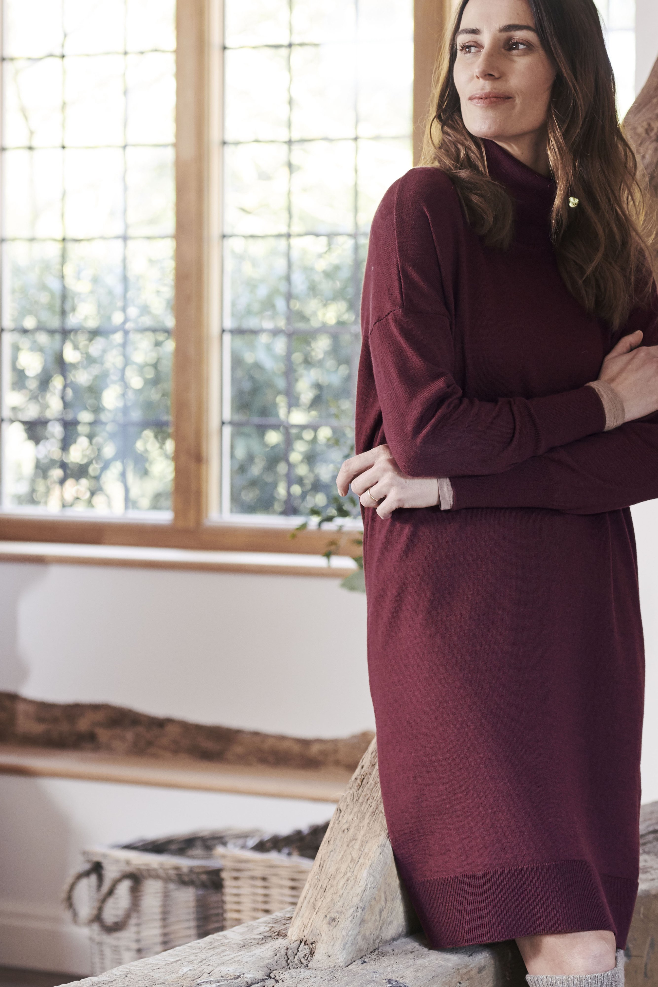 ローブブラン Leather Trimmed Wool Jumper Dress 64268.jpg