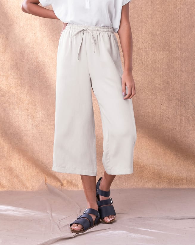 Linen Blend Cropped Pants