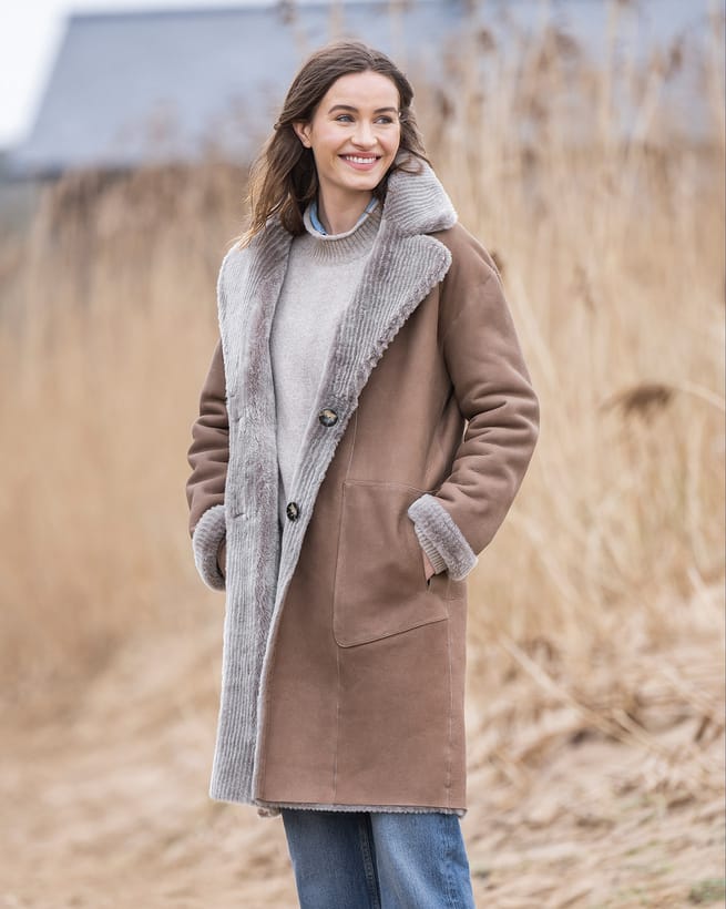 Reversible Corded Sheepskin Coat