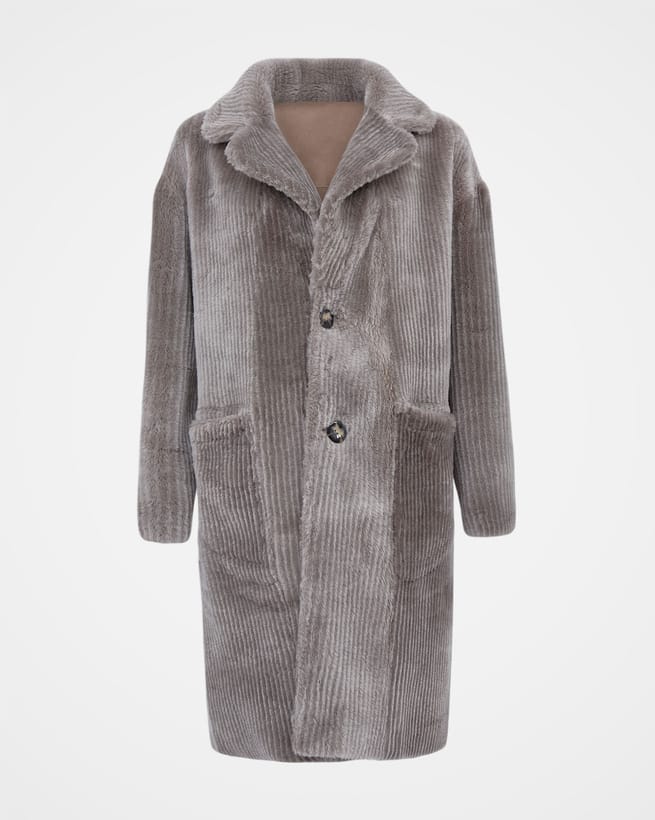 Reversible Corded Shearling Coat