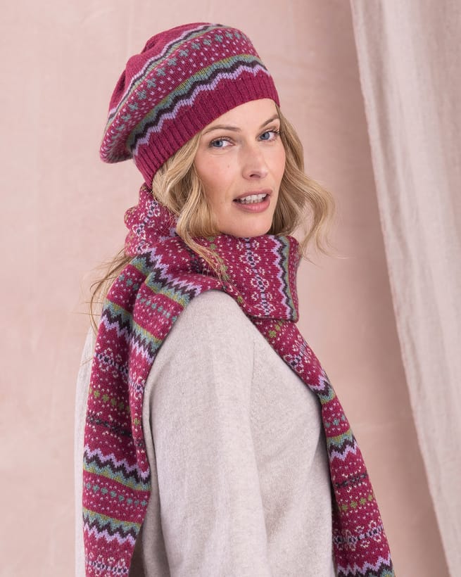 JACQUARD KNIT LONG MUFFLER（HOLIDAY） LumiSyne Winter Knitted Scarf For Women Reversible Christmas Scarf