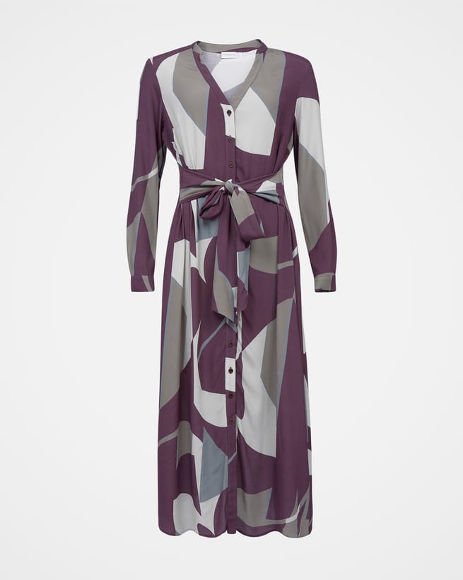Celtic & Co. Long Sleeve Tie Front Midi Dress - Damson - Ladies Size 10 Celtic & Co. Long Sleeve Tie Front Midi Dress - Damson - Ladies Size 10