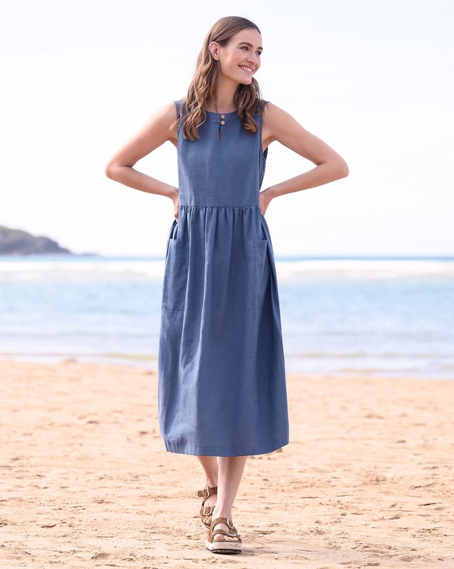 pure linen dresses uk Linen Casual Dress - 9469 Size 2 main image 1