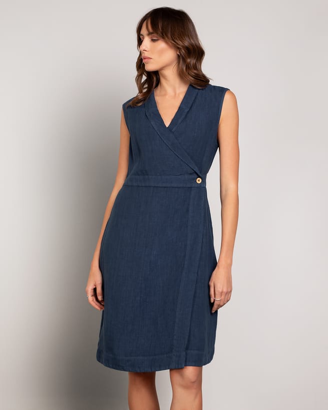 Celtic & Co. Women's Sleeveless Knee-Length Wrap Dress - Burnt Orange Fern - 10