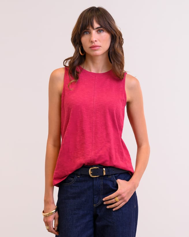 Organic Cotton Pleat Back Tank