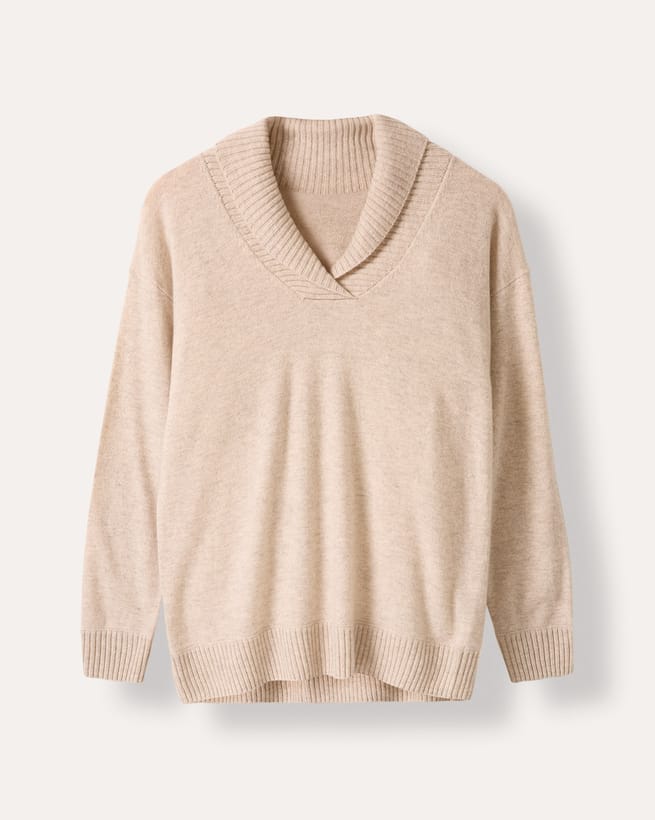 【KOOLOSET】Lambswool Collar Knit Lambswool Shawl Collar Sweater