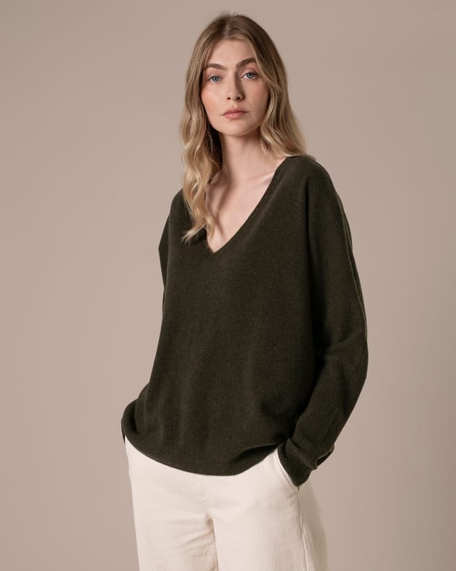 Lambswool Slouchy V Neck Sweater