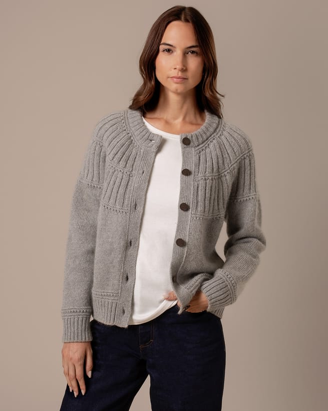 Lofty Textured Yoke Cardigan