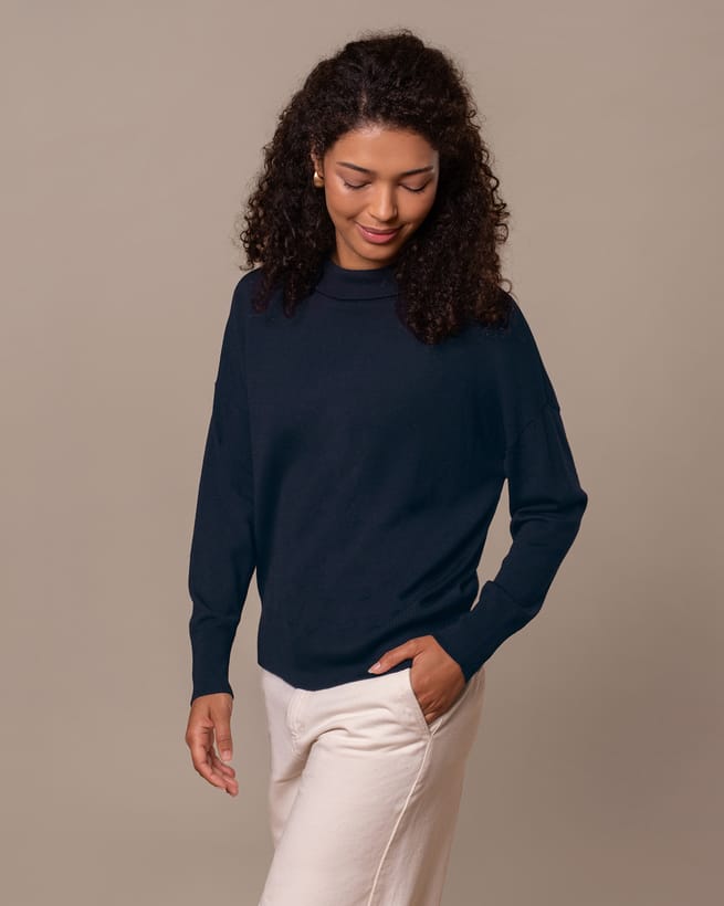 Merino Collared Boat Neck Sweater