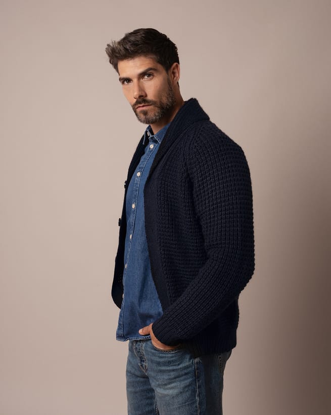 Men's Waffle Stitch Cardigan
