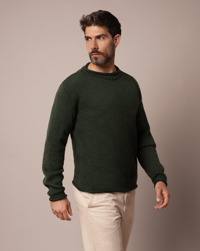 Men's Textured Stitch Crew Neck Sweater