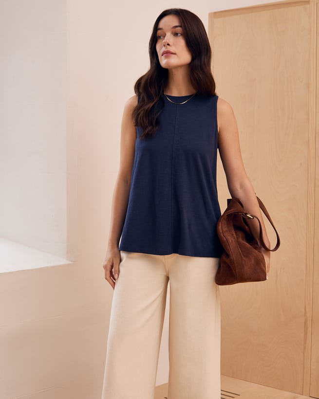Organic Cotton Pleat Back Tank