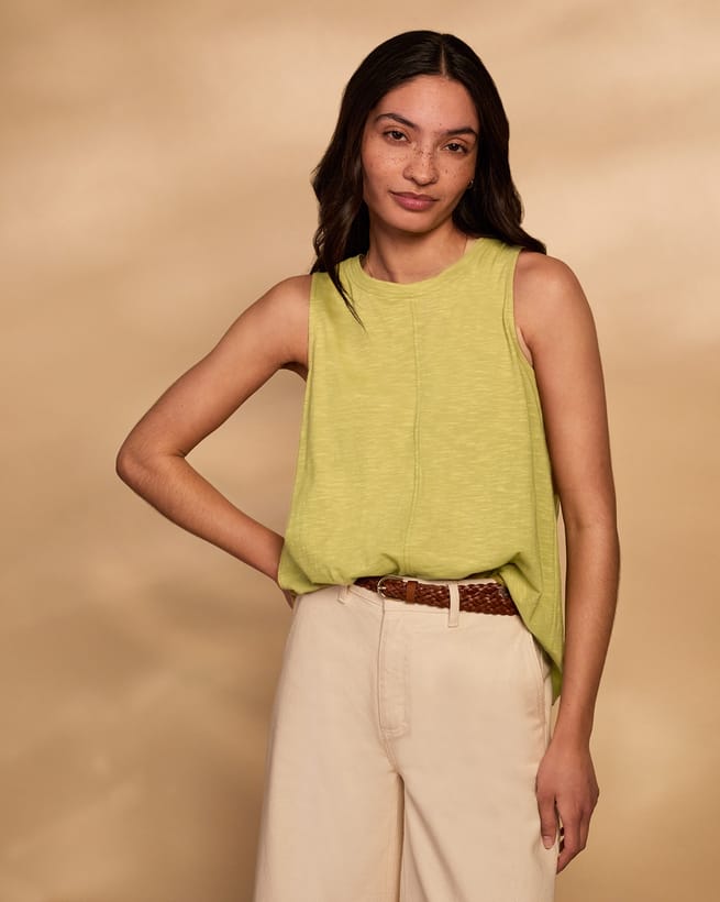 Organic Cotton Pleat Back Tank
